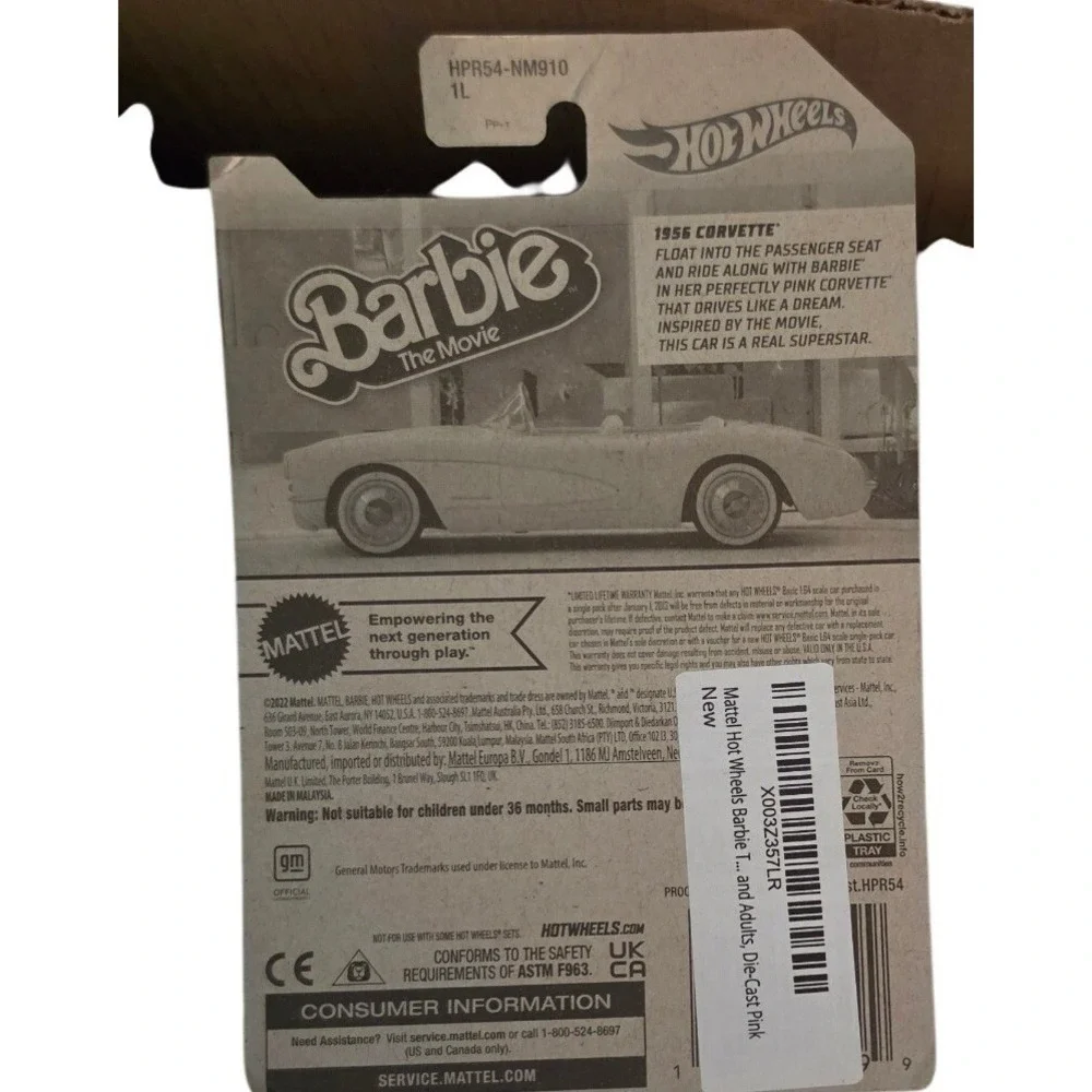 Hot Wheels Barbie The Movie 1956 Corvette‎ Pink Die-Cast Car HPR54 New